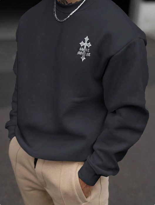 Gothic Stil 'Short Moment' Yazılı Sweatshirt